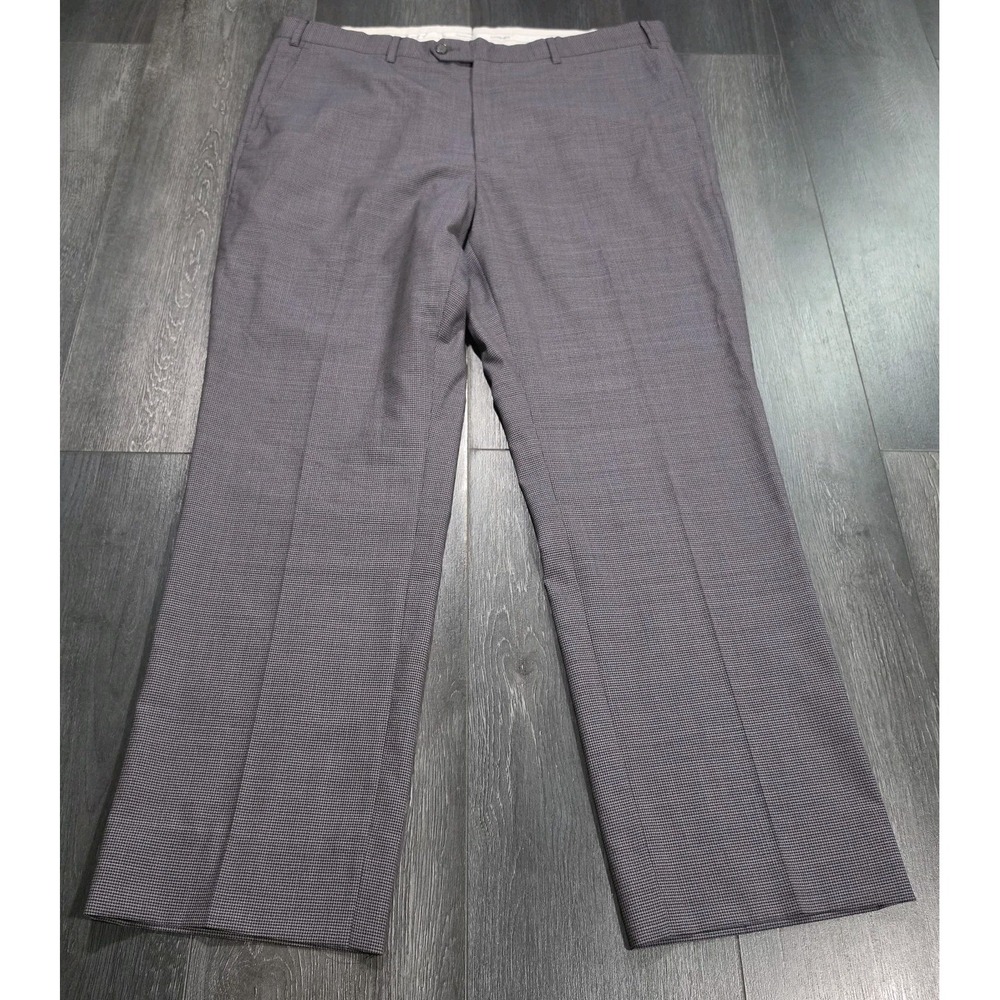Santorelli Roma Wool Trousers Men 40x30 Blue Houndstooth Formal Business Italy